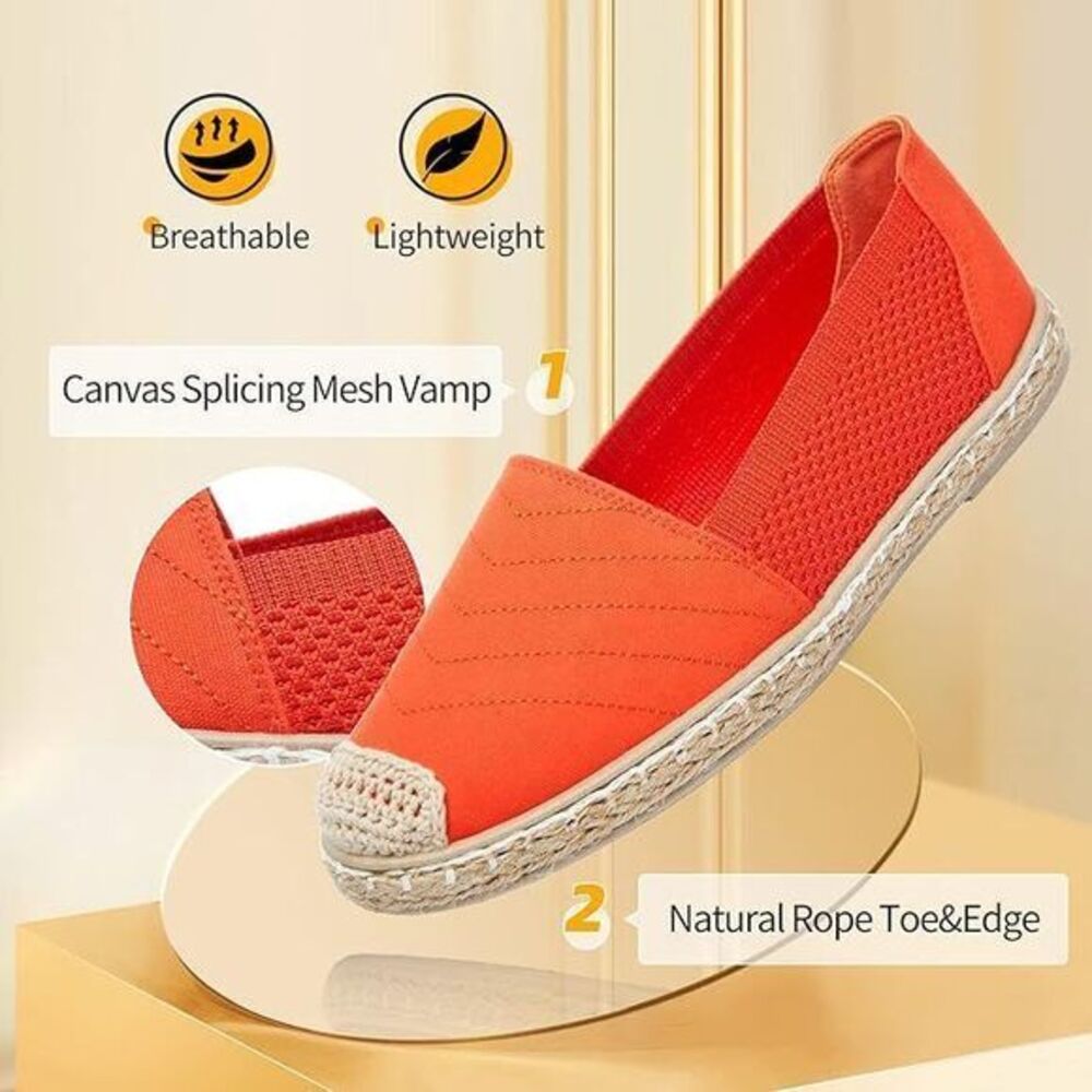 Women's Flats Shoes,Breathable  Flats, Slip on Shoes.  Orange Red.‎ Size 6 - Picture 5 of 11
